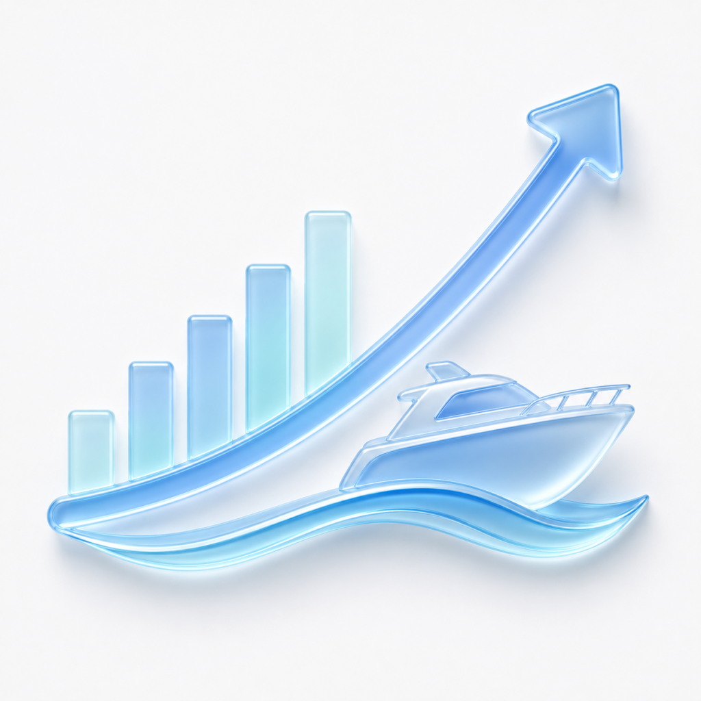 Modern cyan 3D upward growth curve icon for Coast FIRE trajectory tracking